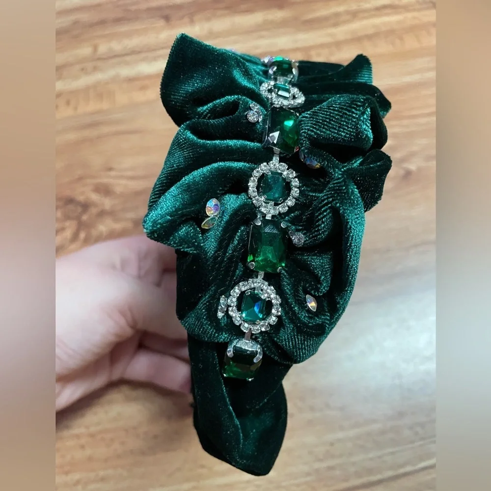 Green Ruffle Embellished Headband